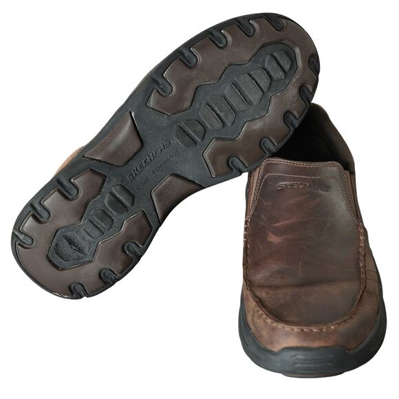 Men's Brown Leather Skechers Expended Seveno Loafer - US 10 - Picture 2 of 8